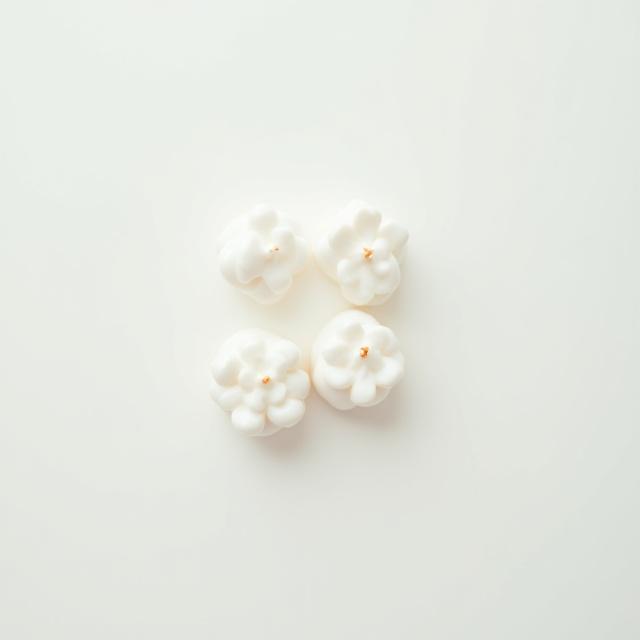Hvide keramiske pastiller formet som små blomster